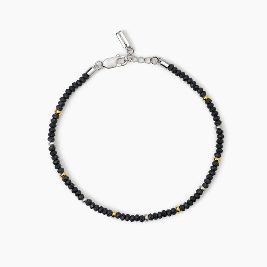 MABINA UOMO - Bracciale in argento con ematite e inserti dorati