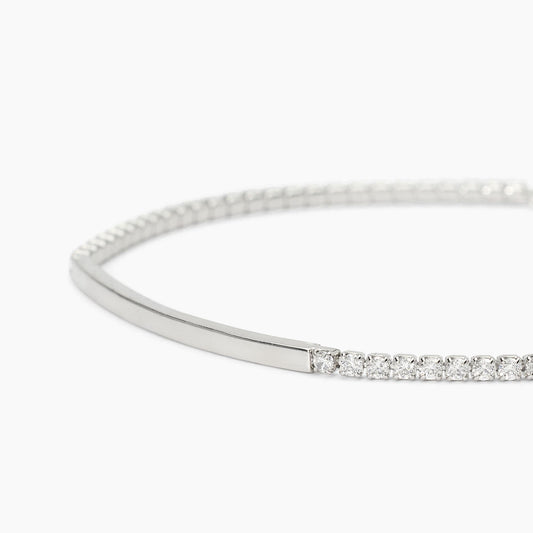 MABINA UOMO - Bracciale in argento con piastra e zirconi bianchi