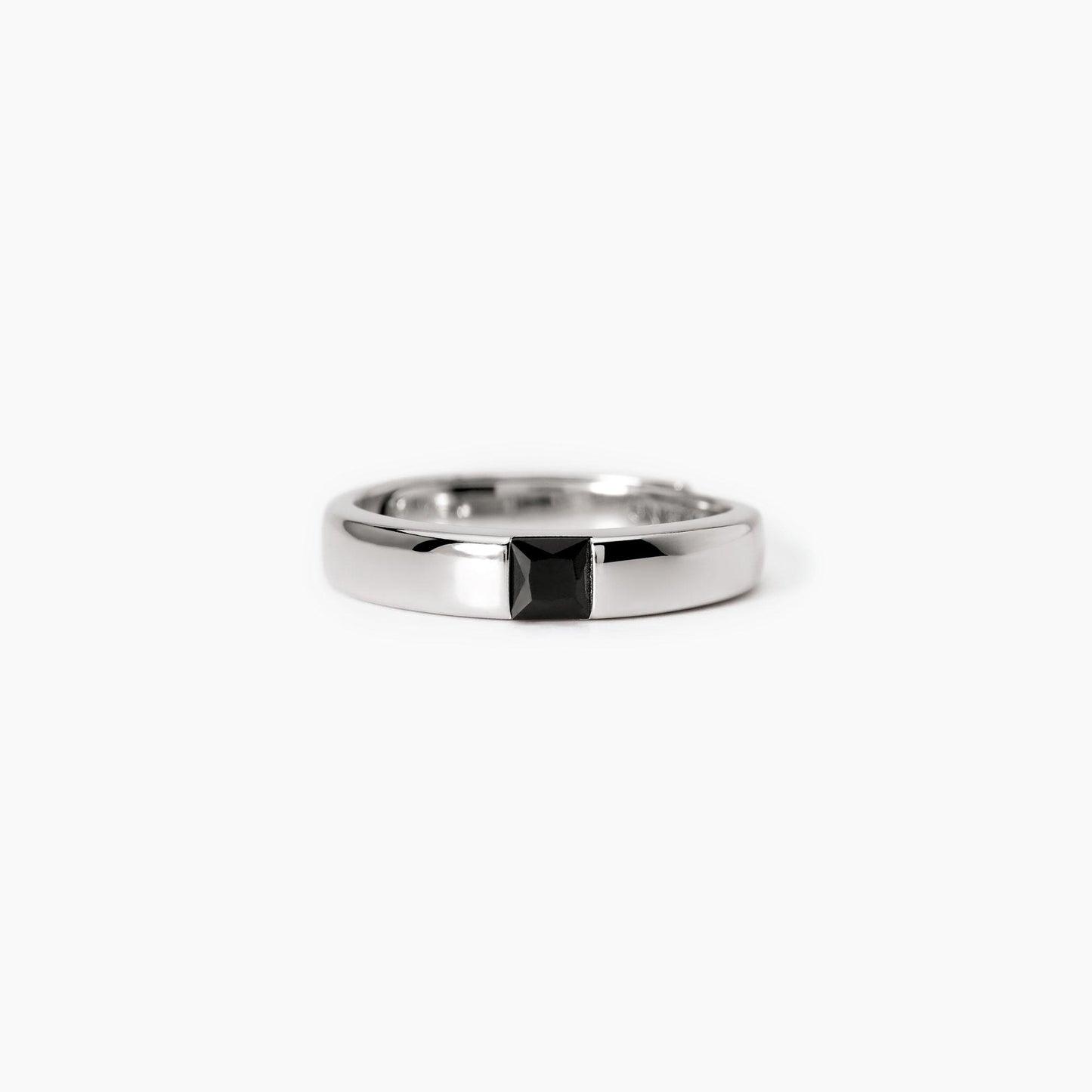 MABINA UOMO - Anello uomo in argento con zircone nero