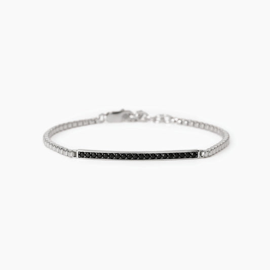 MABINA UOMO - Bracciale uomo in argento con piastra e zirconi