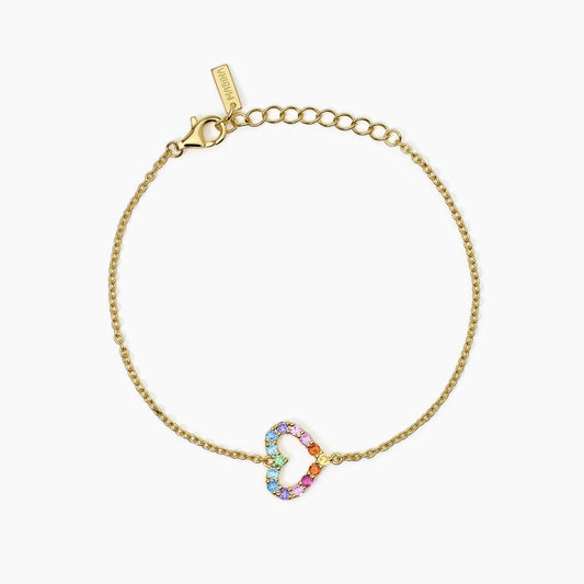MABINA - Bracciale donna in argento placcato oro con cuore