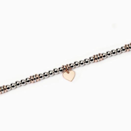 MABINA -Bracciale in argento placcato oro rosa con cuore