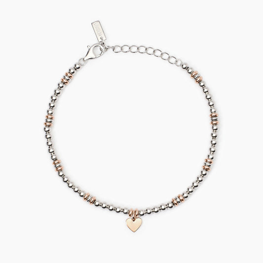 MABINA -Bracciale in argento placcato oro rosa con cuore