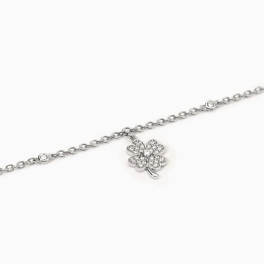 MABINA -  Bracciale in argento con catena e quadrifoglio