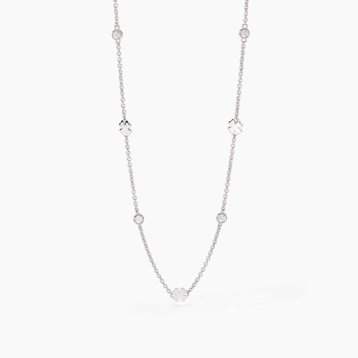 MABINA - Girocollo con quadrifogli e zirconi