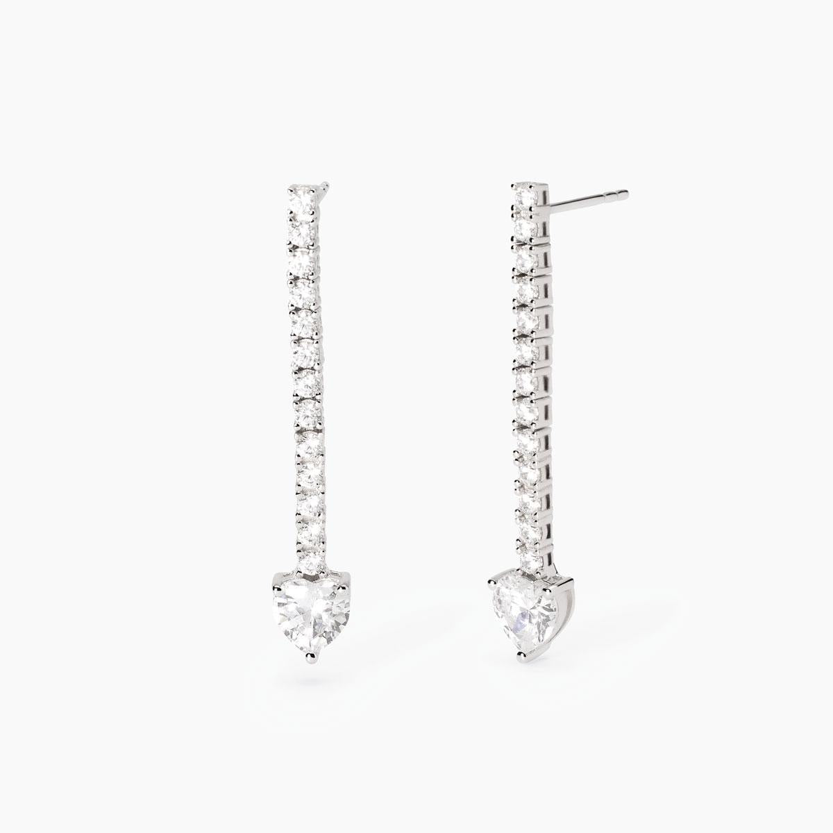 MABINA - Orecchini con zirconi pendenti taglio cuore