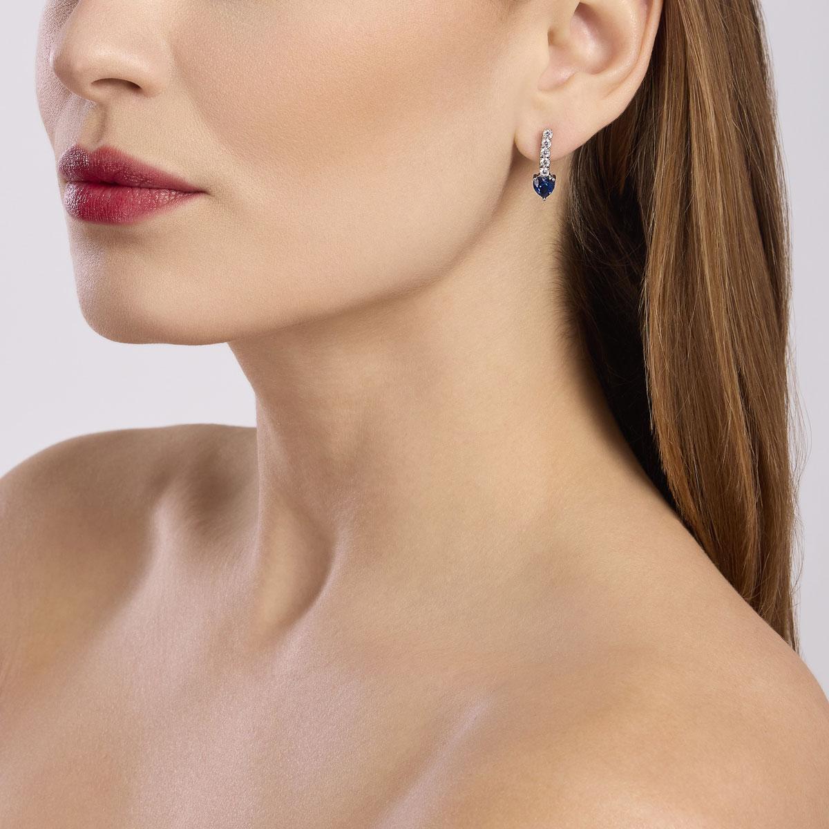 MABINA - Orecchini con zirconi e zaffiri sintetici