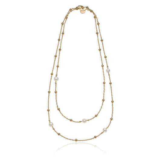 UNOAERRE - Collana in bronzo dorato e perle naturali