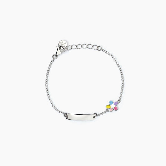 MABINA JUNIOR - Bracciale personalizzabile in argento con fiorellino
