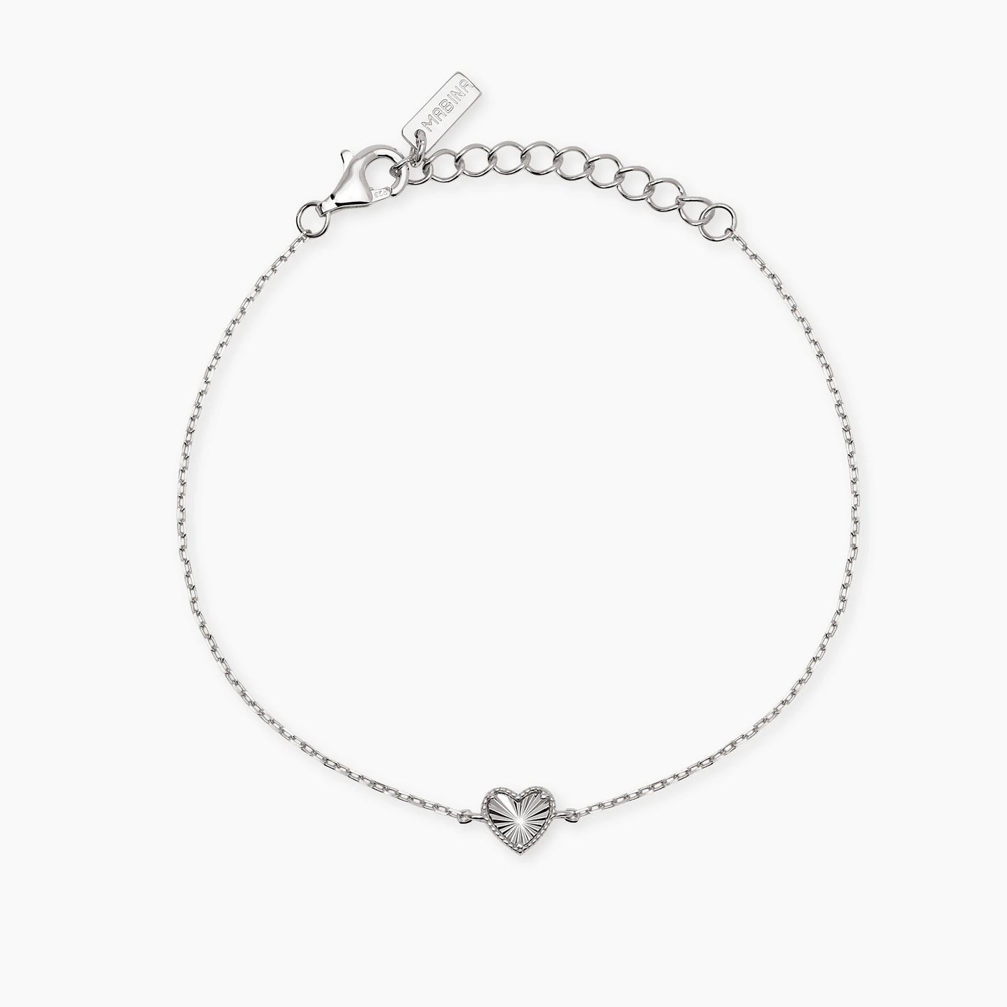MABINA -Bracciale in argento con catena forzatina e cuore