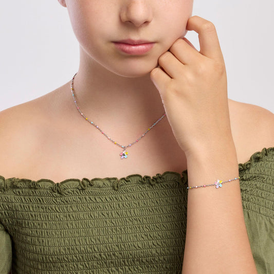 MABINA JUNIOR - Girocollo da bambina con fiorellino