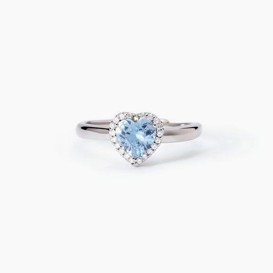 MABINA - Anello in argento con acquamarina sintetica