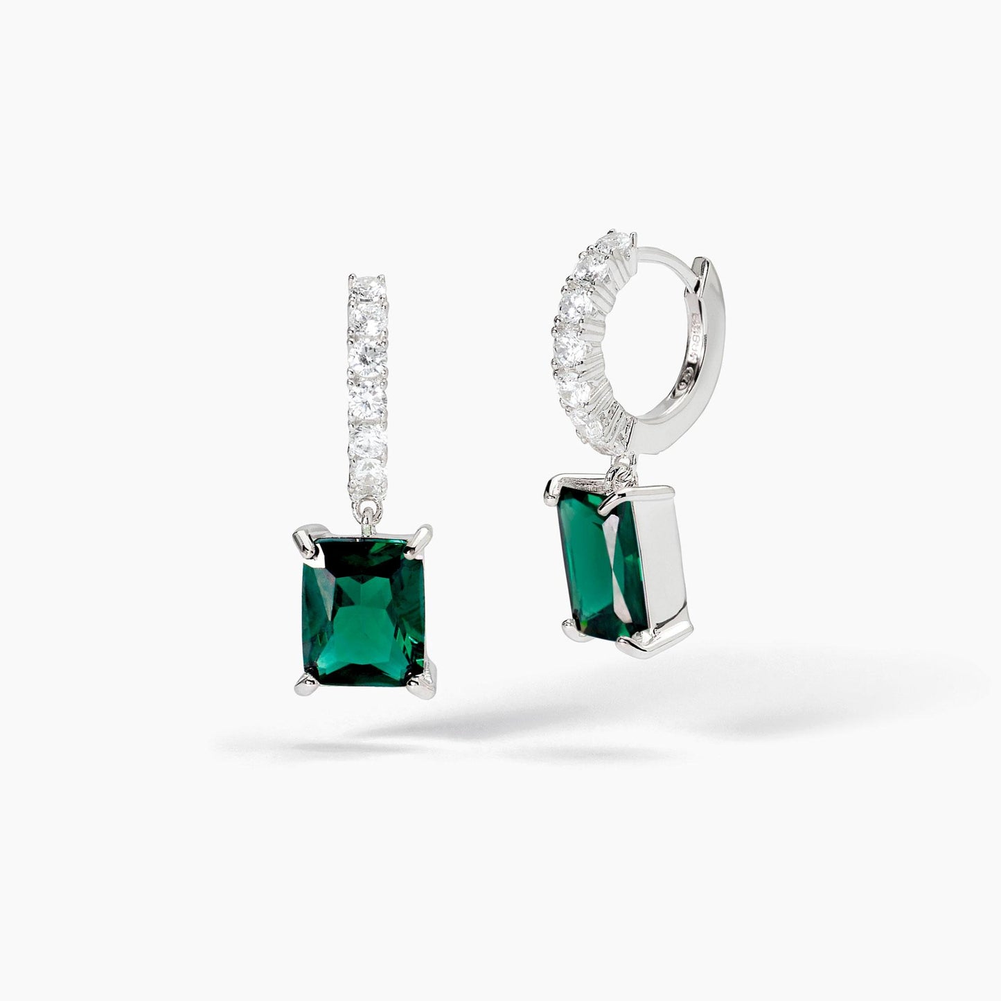 MABINA - Orecchini con smeraldi sintetici  pendenti