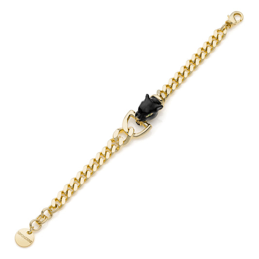 UNOAERRE - Bracciale dorato con testa di pantera