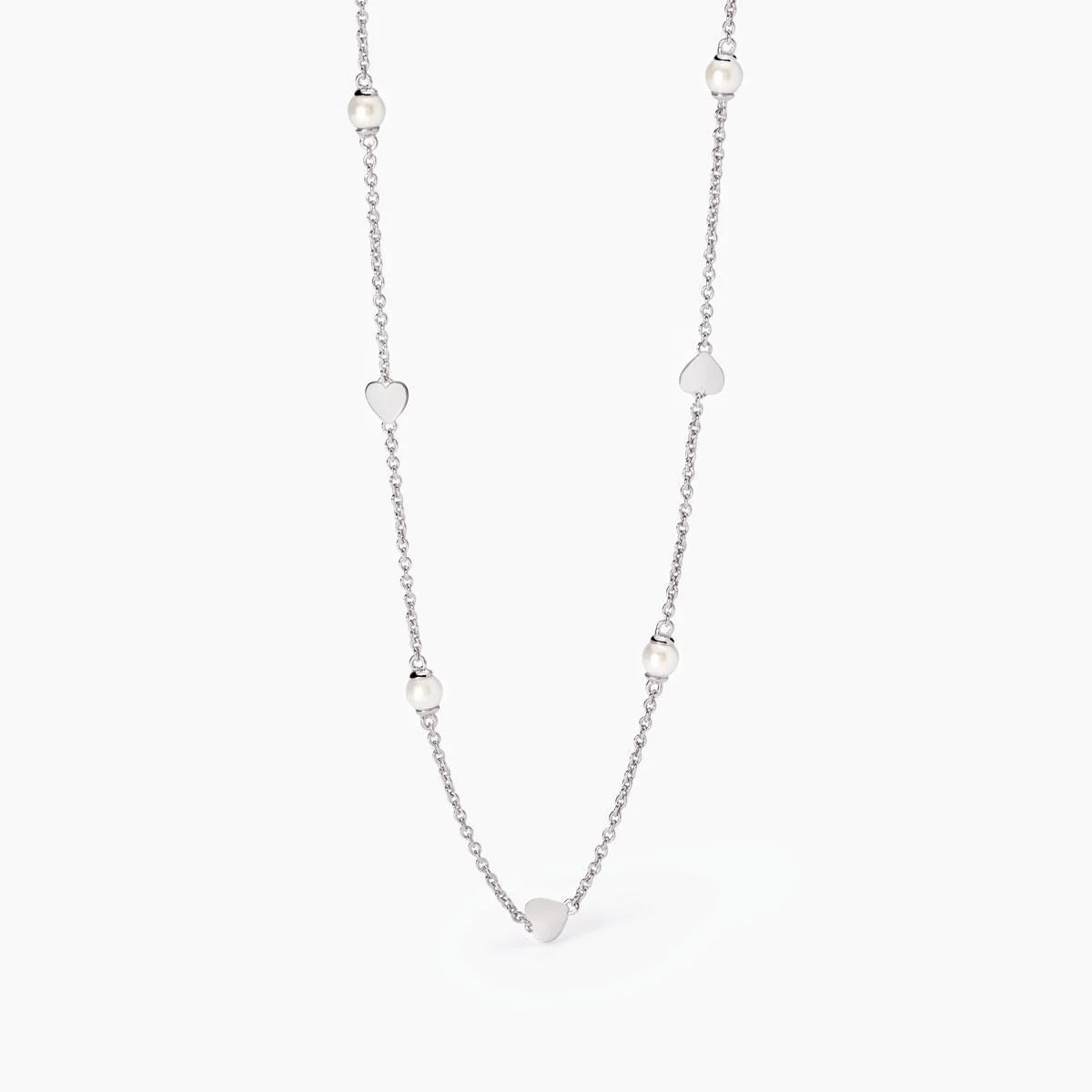MABINA -Girocollo da donna in argento con cuori e perle coltivate