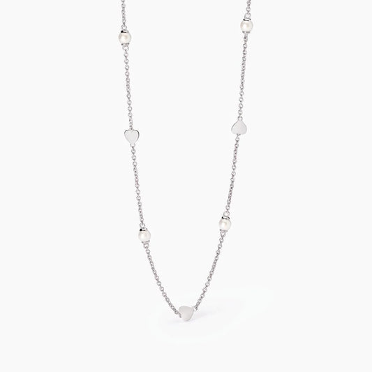 MABINA -Girocollo da donna in argento con cuori e perle coltivate