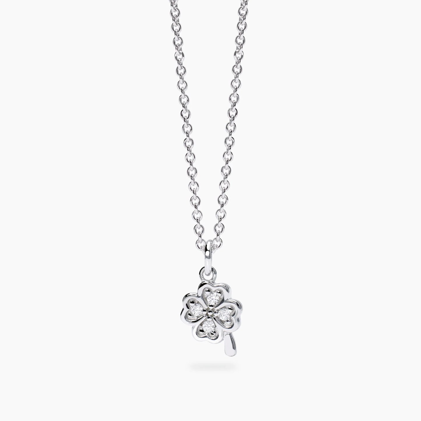 MABINA MY DIAMOND - Girocollo con quadrifoglio e diamanti lab-grown