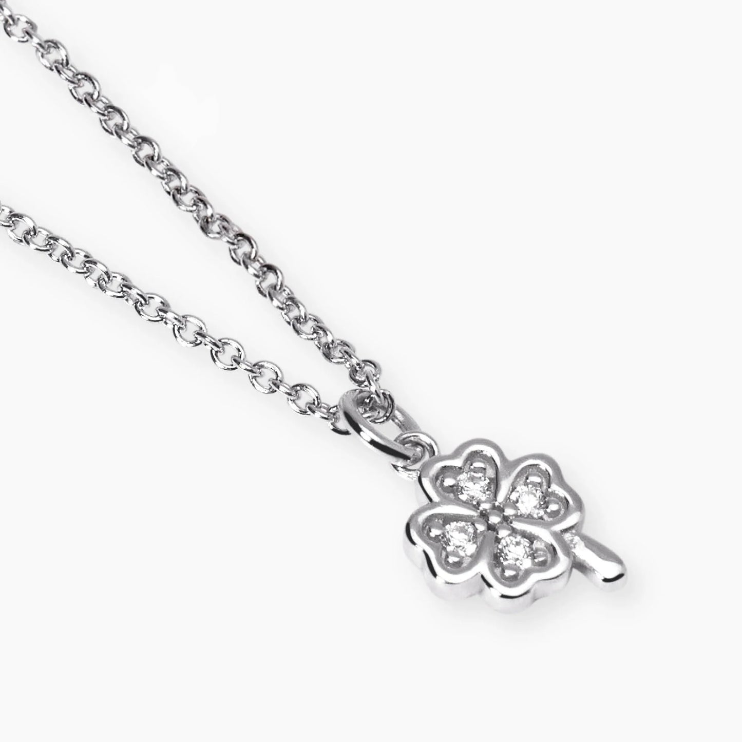 MABINA MY DIAMOND - Girocollo con quadrifoglio e diamanti lab-grown