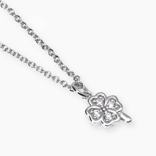 MABINA MY DIAMOND - Girocollo con quadrifoglio e diamanti lab-grown