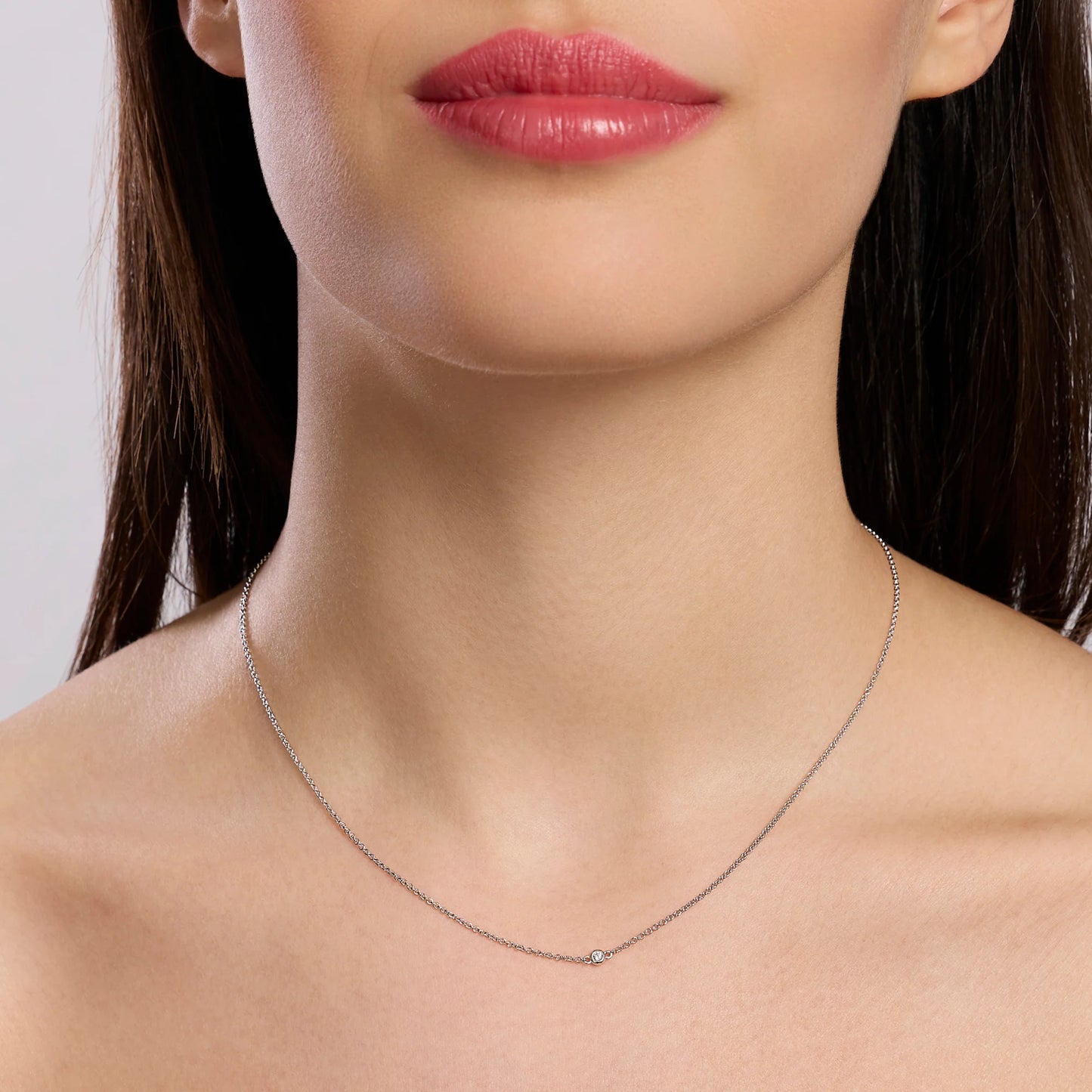 MABINA MY DIAMOND - Collana con punto luce tondo in diamante lab-grown 0,03 carati