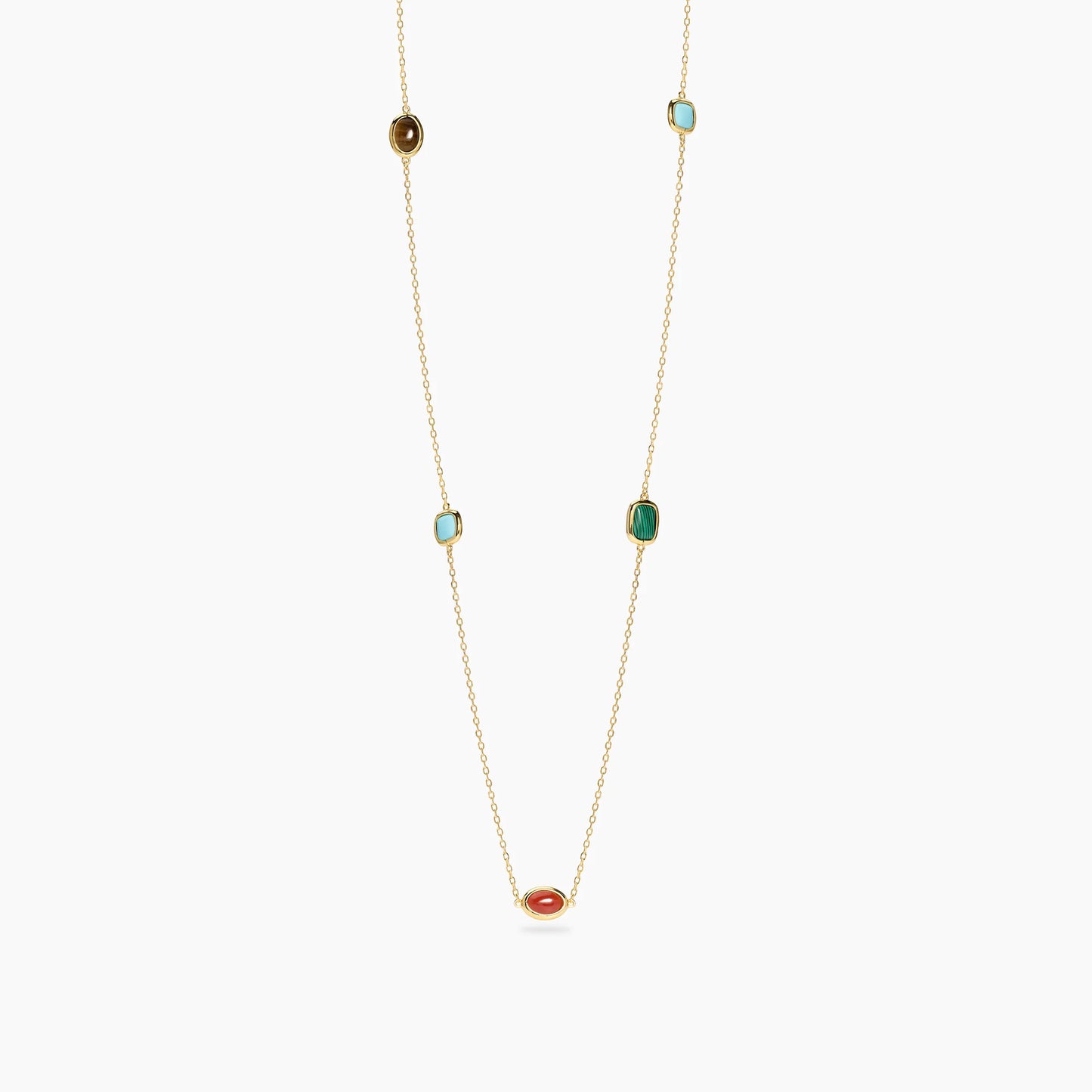 MABINA -Collana in argento dorato con pietre piccole multicolor