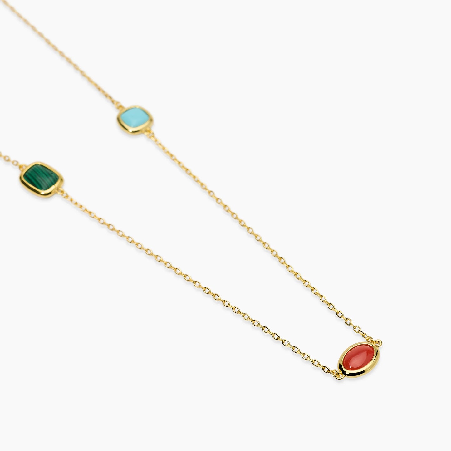 MABINA -Collana in argento dorato con pietre piccole multicolor