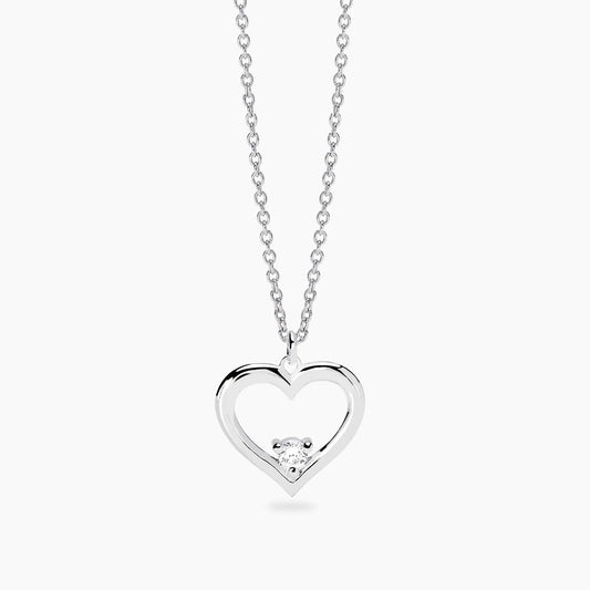 MABINA MY DIAMOND - Girocollo con cuore e diamante lab-grown 0,075 carati