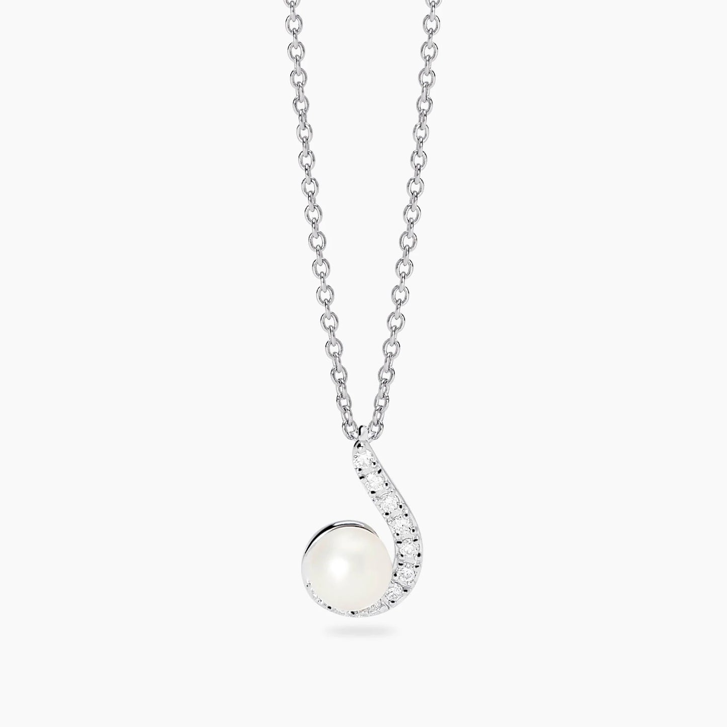 MABINA MY DIAMOND -Girocollo con perla coltivata e diamanti lab-grown 0,01 carati