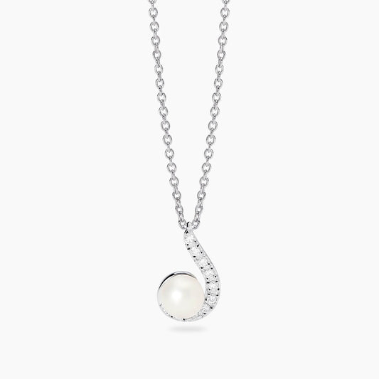 MABINA MY DIAMOND -Girocollo con perla coltivata e diamanti lab-grown 0,01 carati