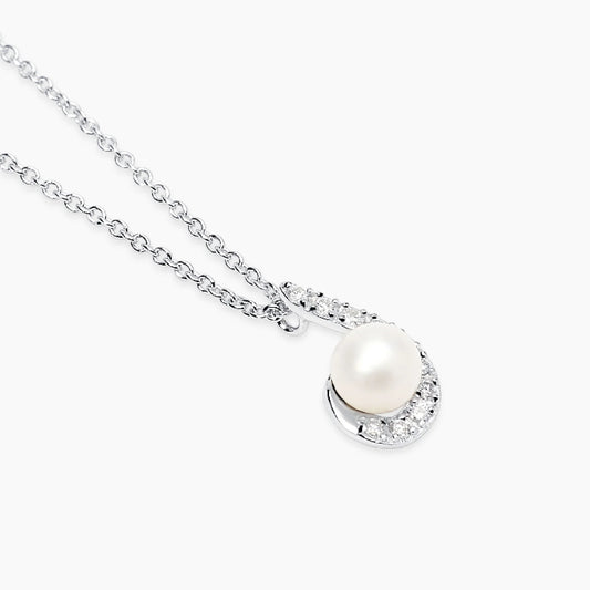 MABINA MY DIAMOND -Girocollo con perla coltivata e diamanti lab-grown 0,01 carati