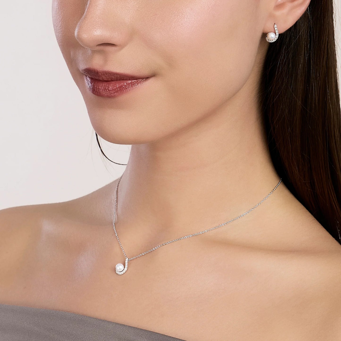 MABINA MY DIAMOND -Girocollo con perla coltivata e diamanti lab-grown 0,01 carati