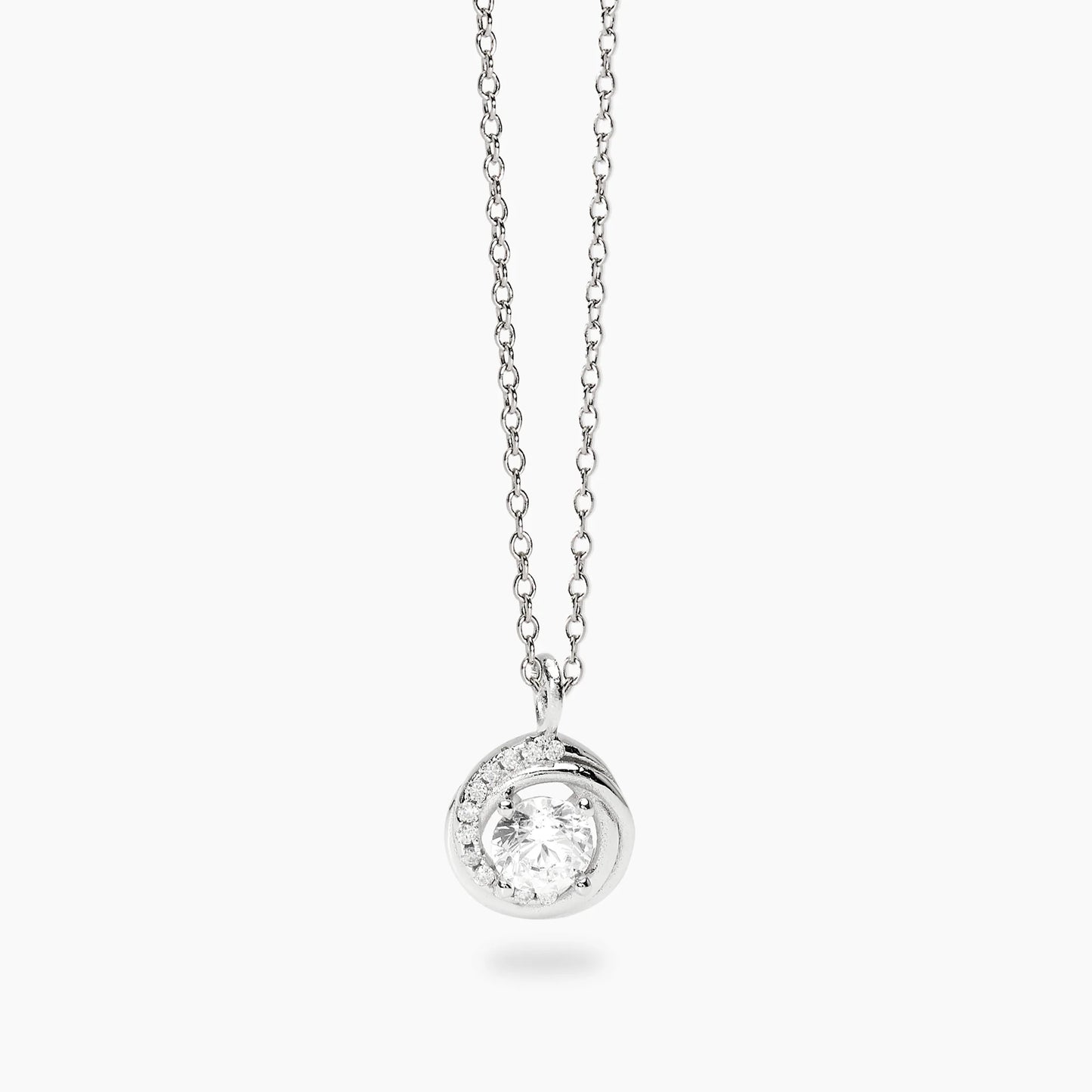 MABINA -Girocollo in argento con ciondolo tondo in zirconi