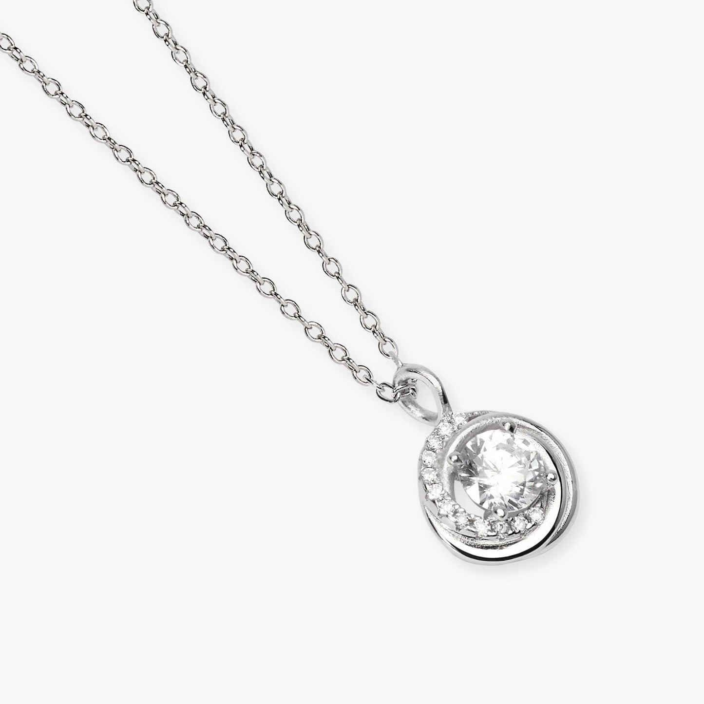MABINA -Girocollo in argento con ciondolo tondo in zirconi