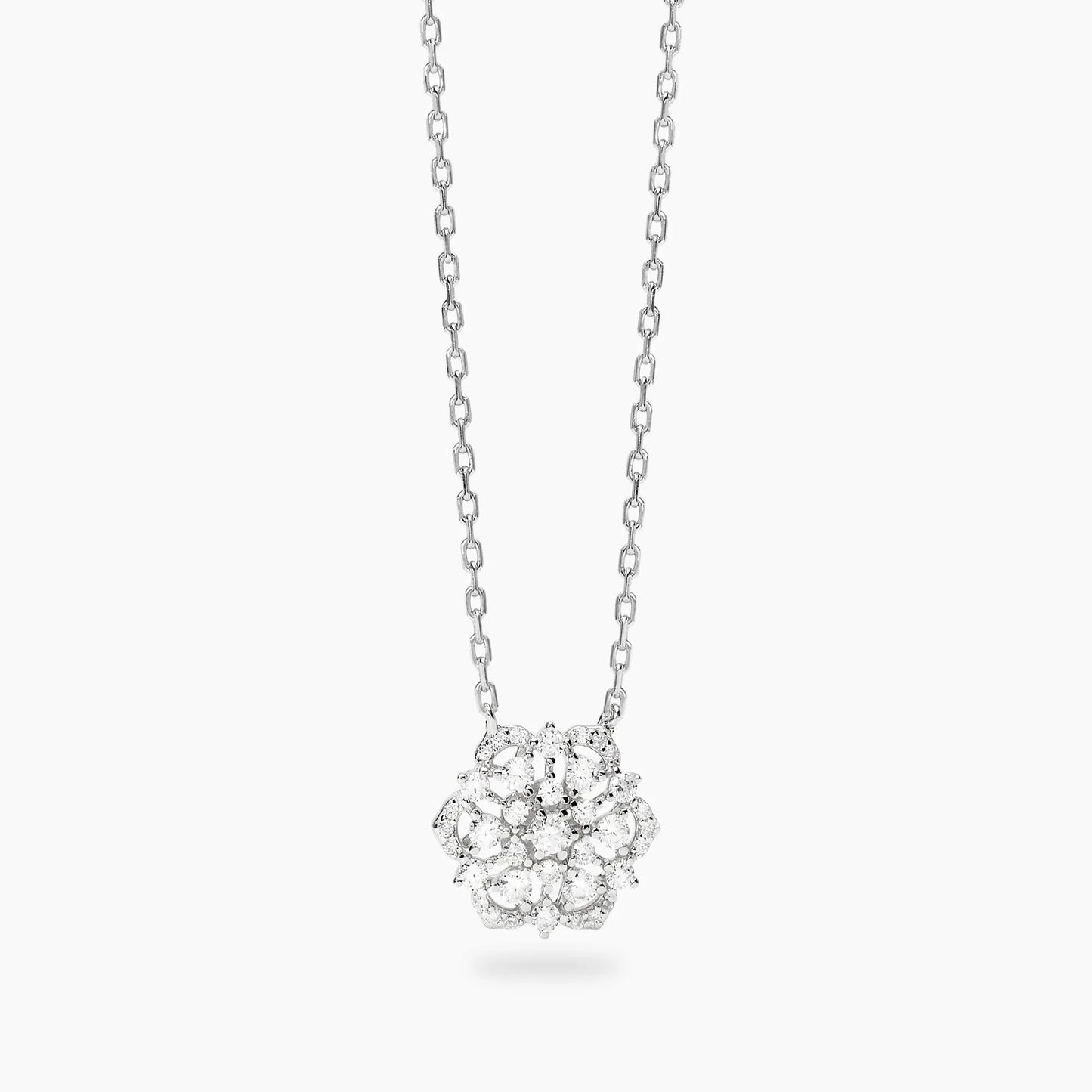 MABINA -Girocollo in argento con ciondolo fiore in zirconi