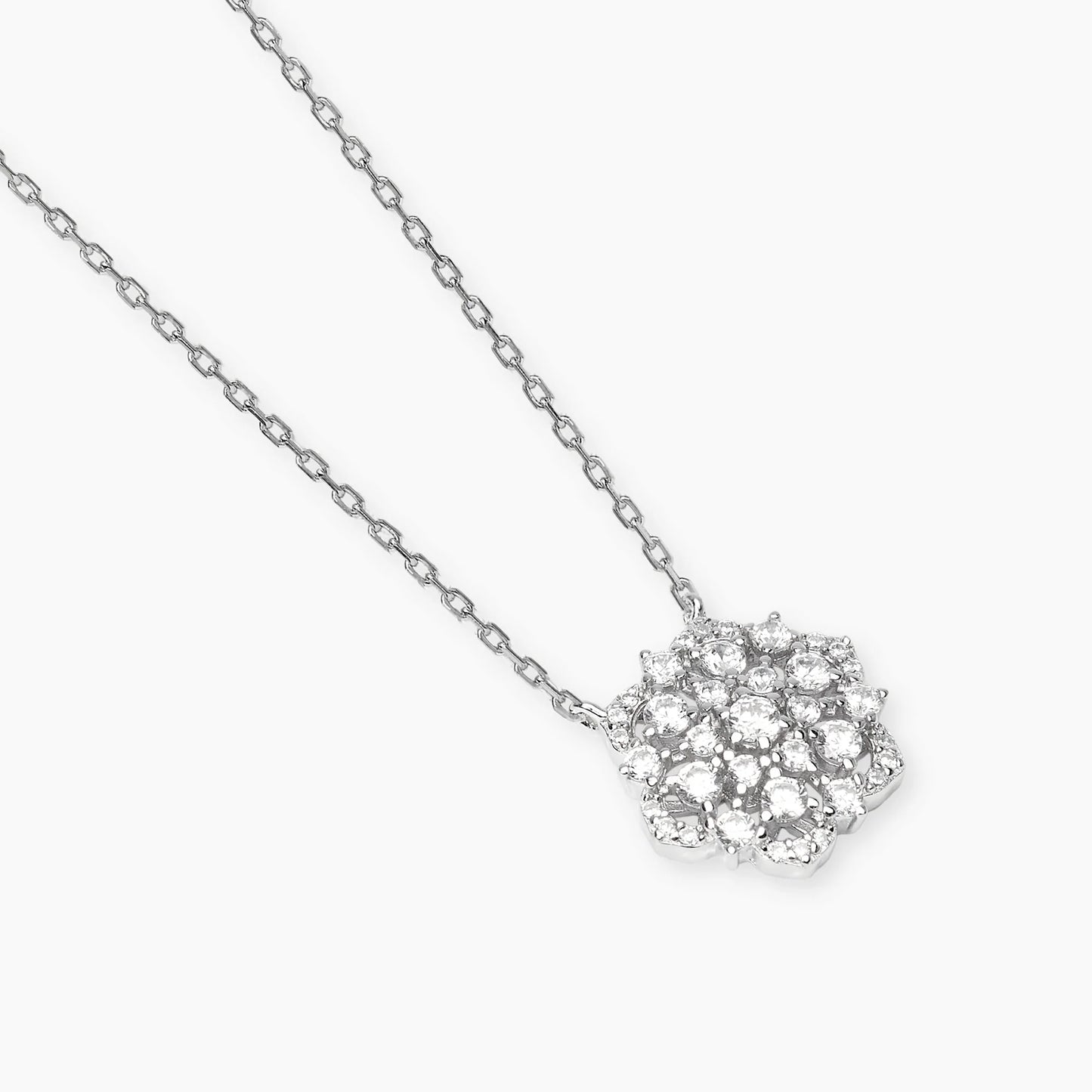 MABINA -Girocollo in argento con ciondolo fiore in zirconi