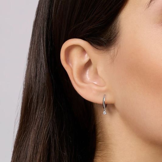 MABINA MY DIAMOND - Orecchini a cerchio con pendente in diamante lab-grown
