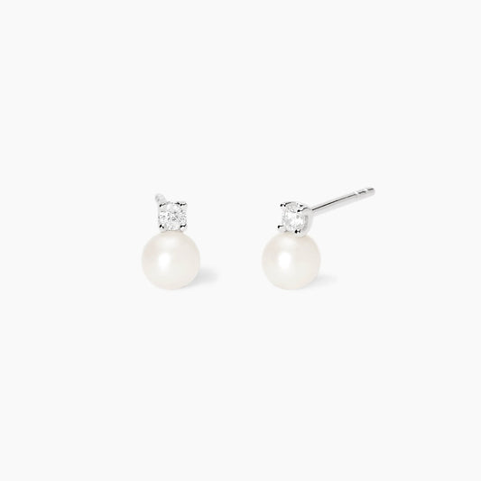 MABINA MY DIAMOND - Orecchini con perle coltivate e diamanti lab-grown 0,045 carati
