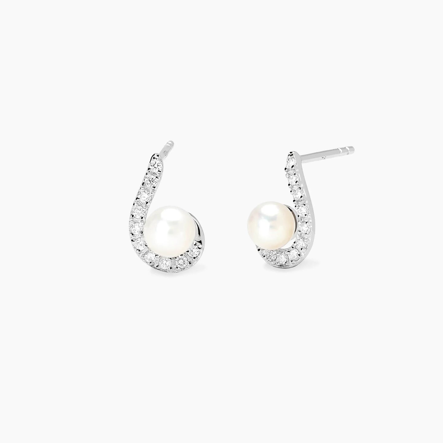 MABINA MY DIAMOND -Orecchini con perla coltivata e diamanti lab-grown 0,01 carati