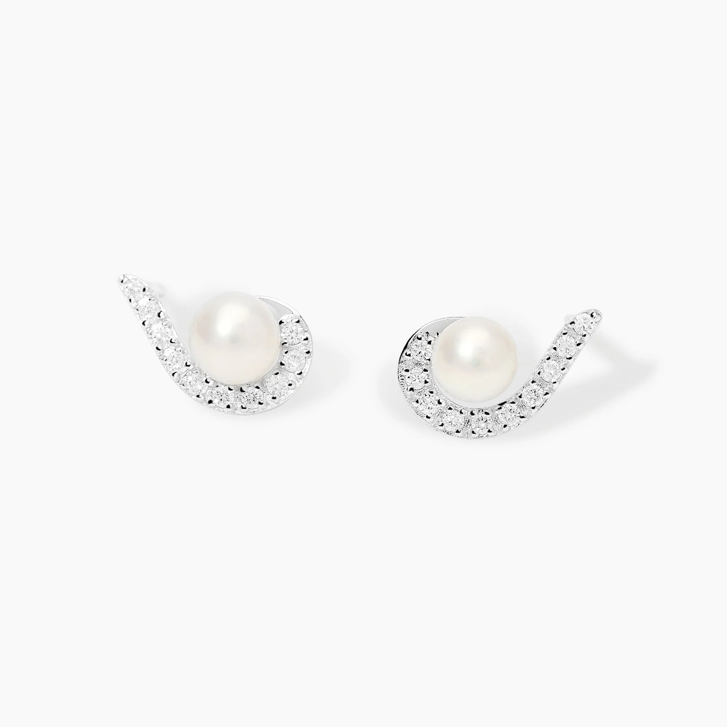 MABINA MY DIAMOND -Orecchini con perla coltivata e diamanti lab-grown 0,01 carati