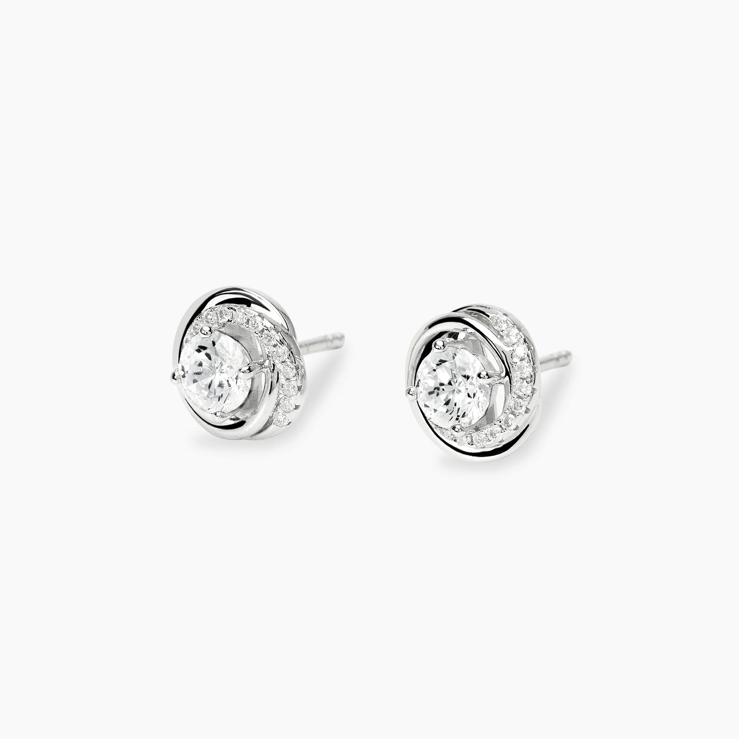 MABINA -Orecchini a lobo tondi in argento con zirconi