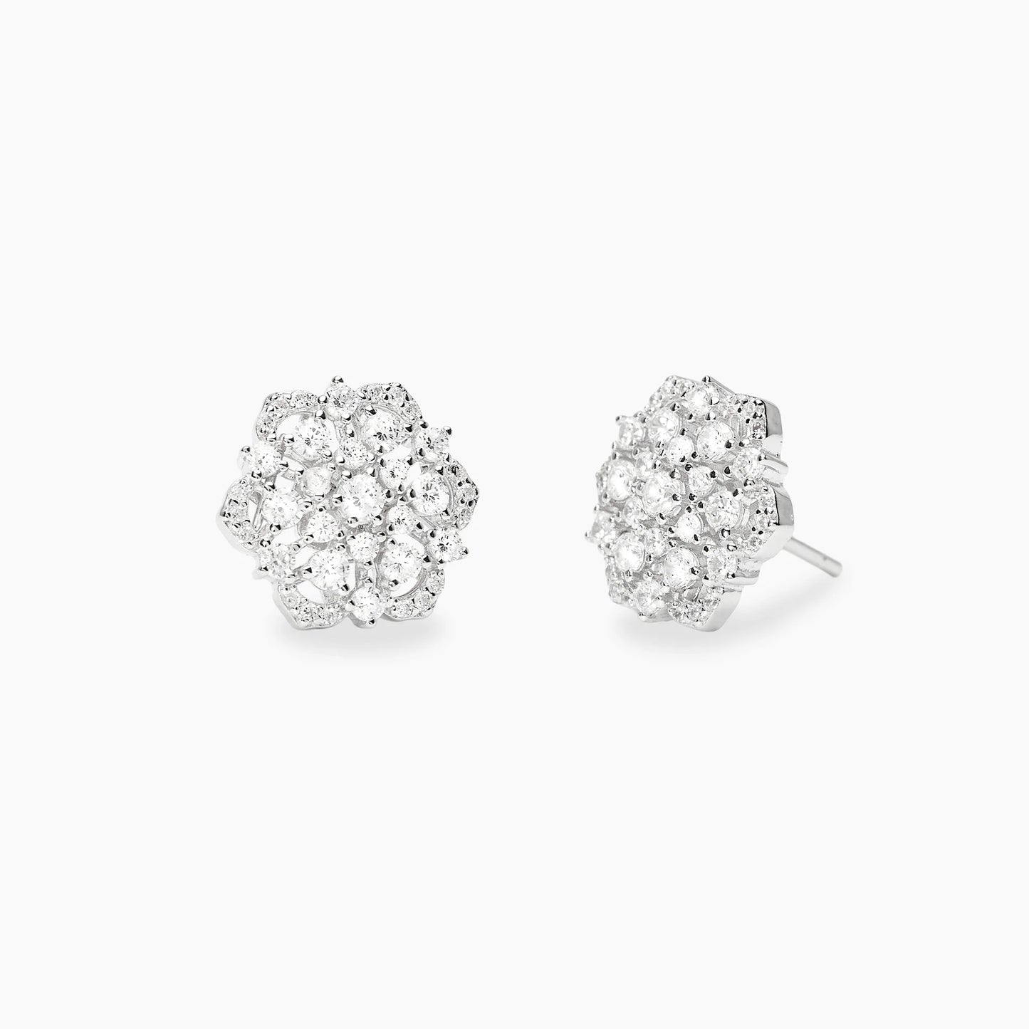MABINA -Orecchini fiore in argento con zirconi