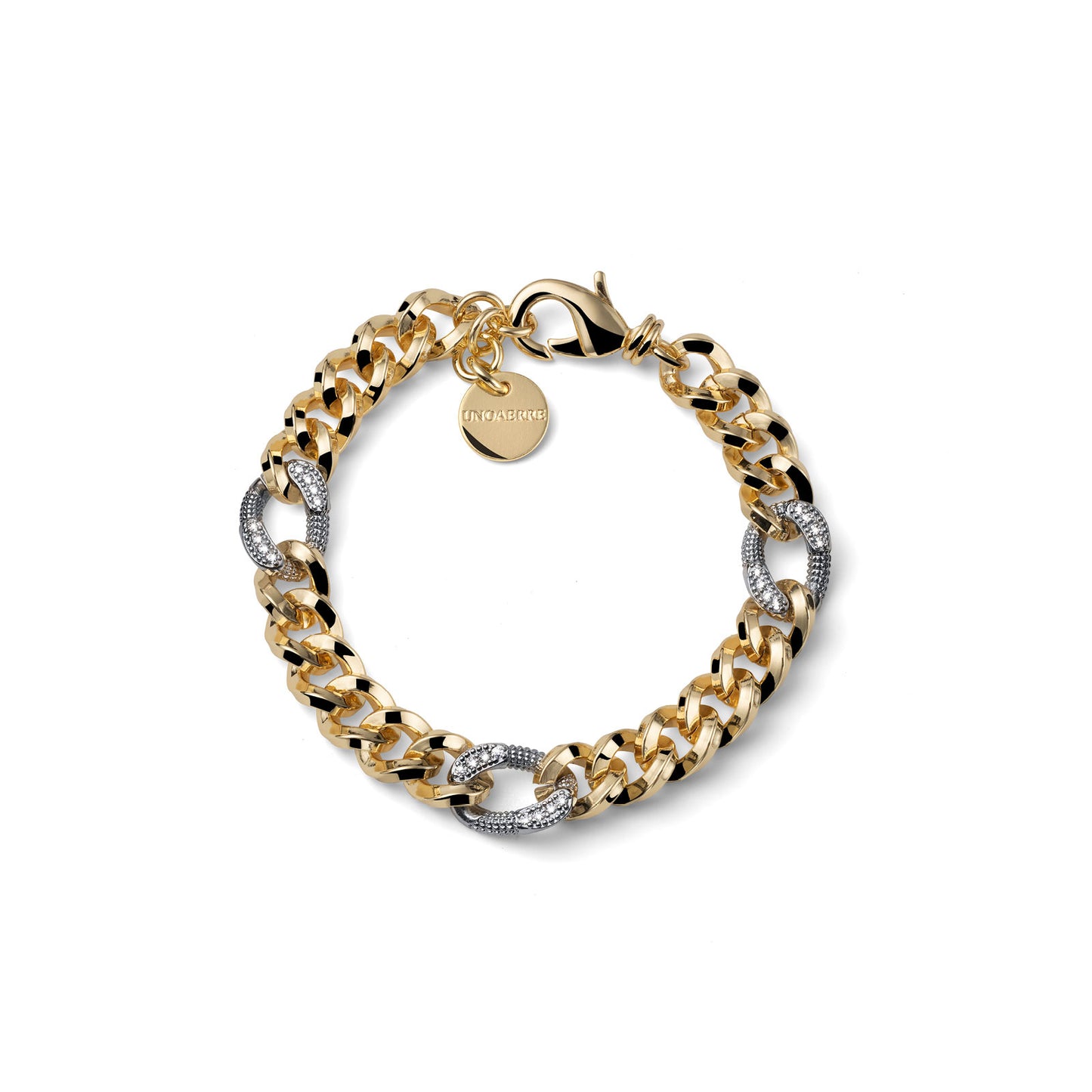 UNOAERRE - Bracciale bicolore grumetta e zirconi