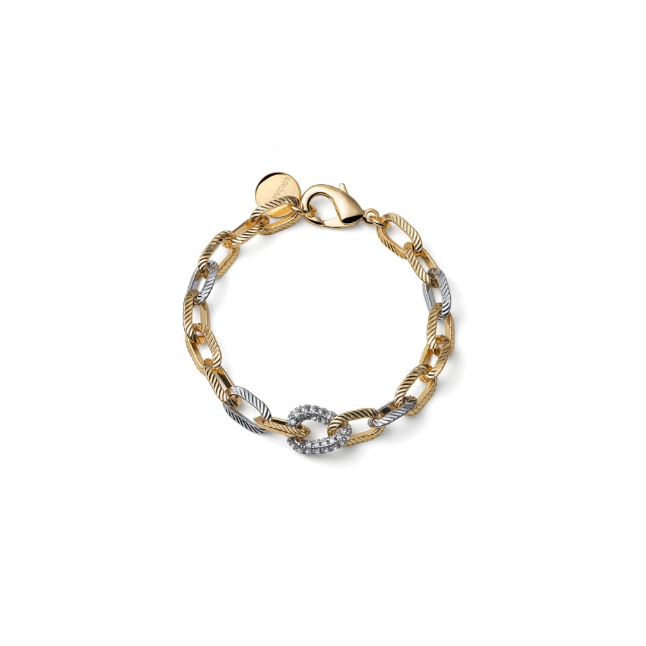 UNOAERRE - Bracciale Catena Bicolore con Zirconi