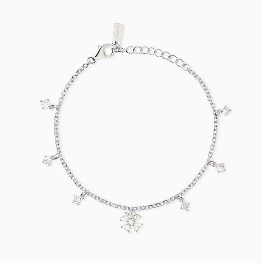 MABINA - Bracciale con ciondoli in zircone e quadrifoglio