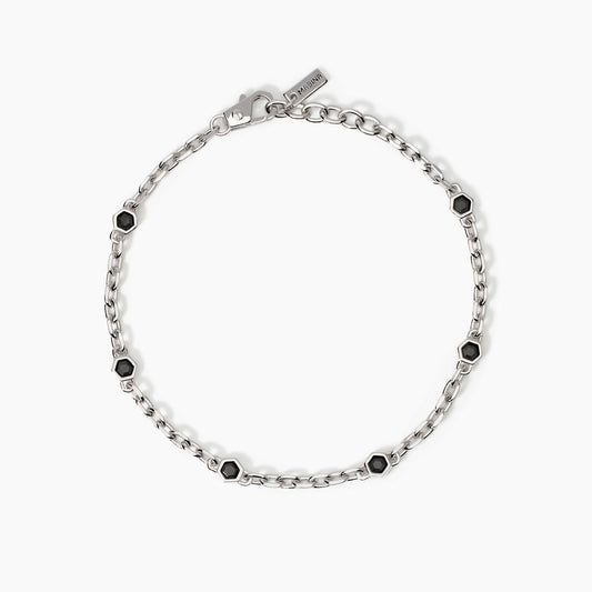 MABINA UOMO - Bracciale da uomo con catena forzatina e zirconi