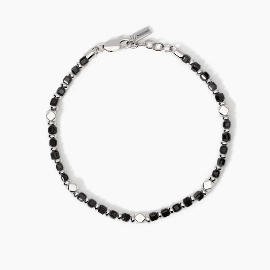MABINA  - Bracciale da uomo in argento e agata nera