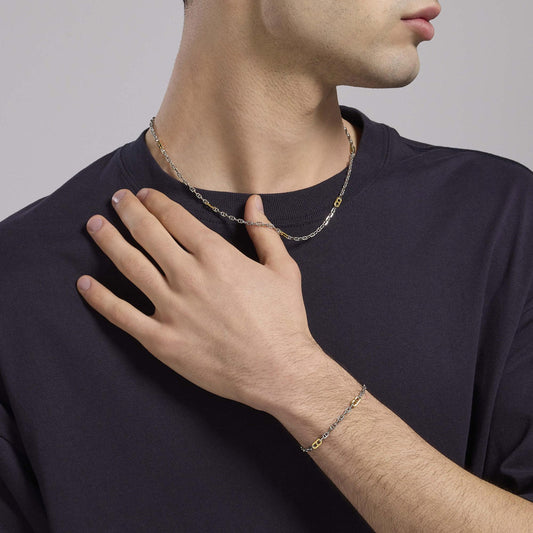 MABINA UOMO - Collana uomo con elementi placcati oro