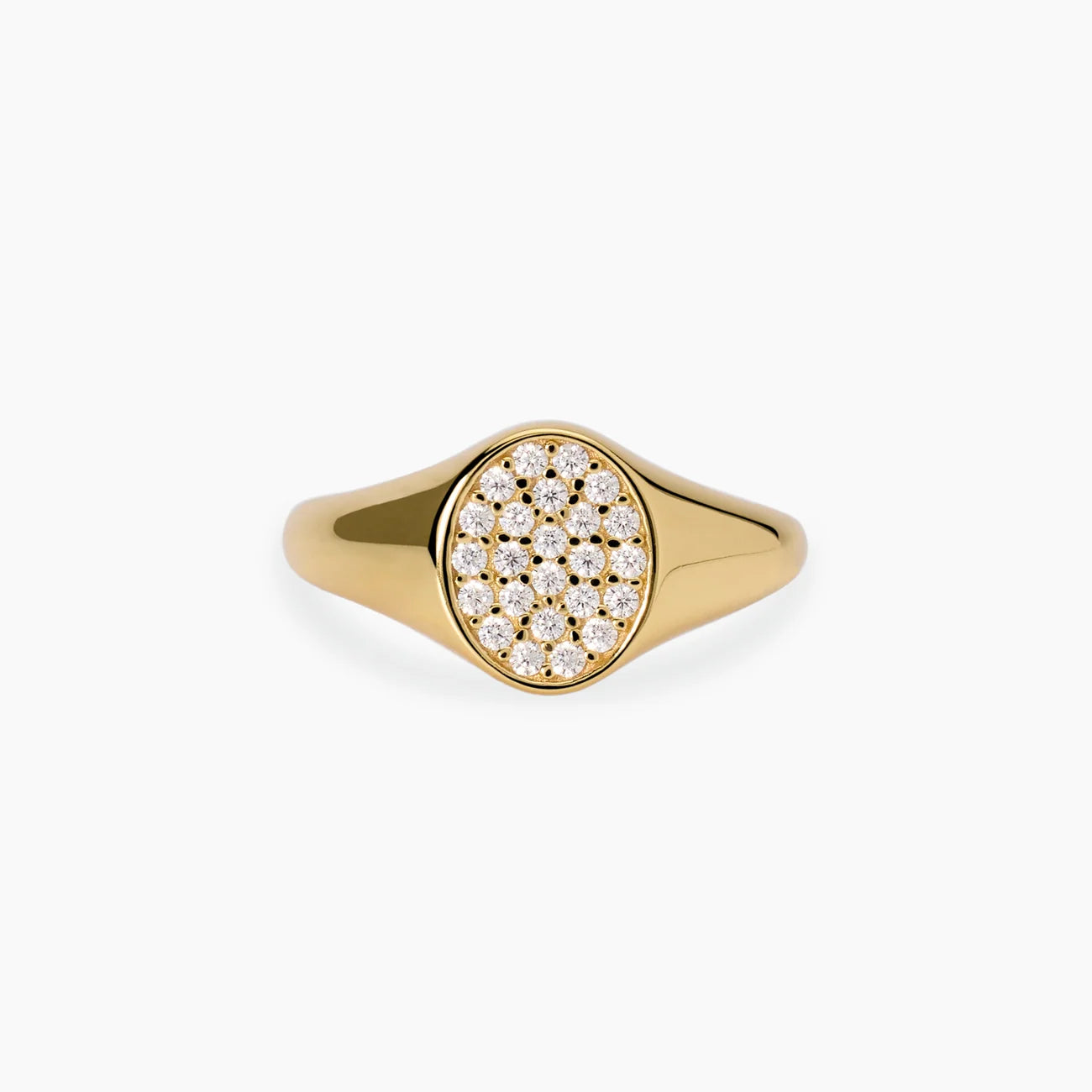 MABINA -Anello chevalier in bronzo e argento dorato con zirconi