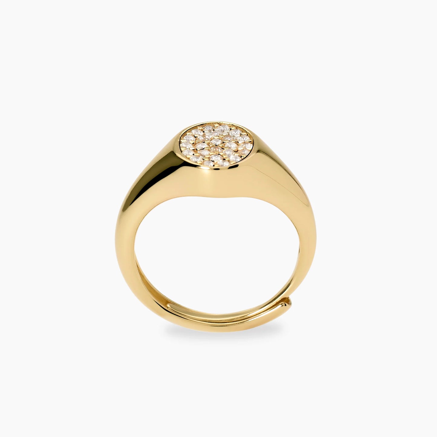 MABINA -Anello chevalier in bronzo e argento dorato con zirconi