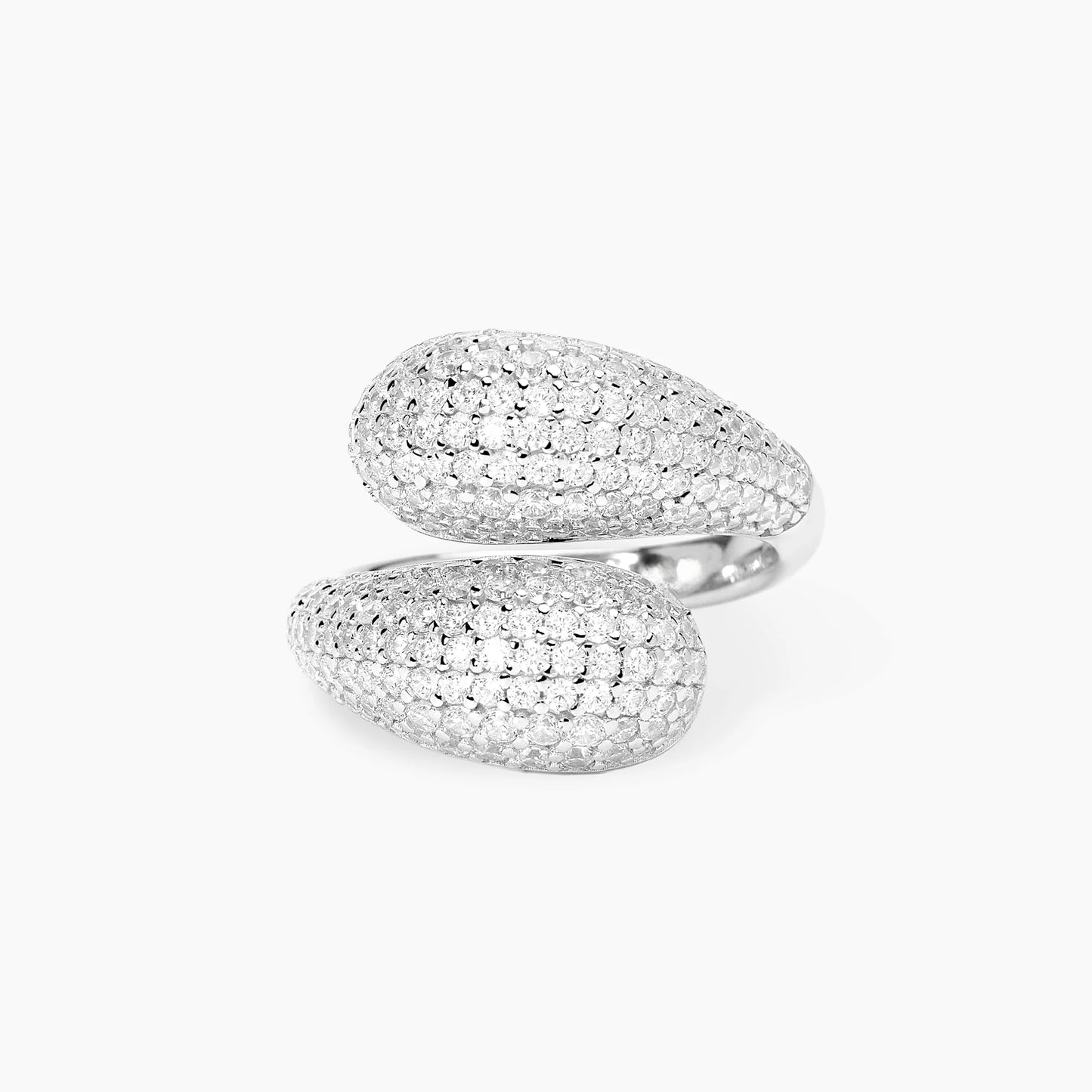 MABINA -Anello in bronzo e argento con pavé di zirconi bianchi
